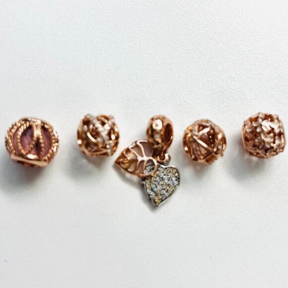 Sterling Silver Rose Gold Bracelet Charm Bundle - Picture 1 of 2